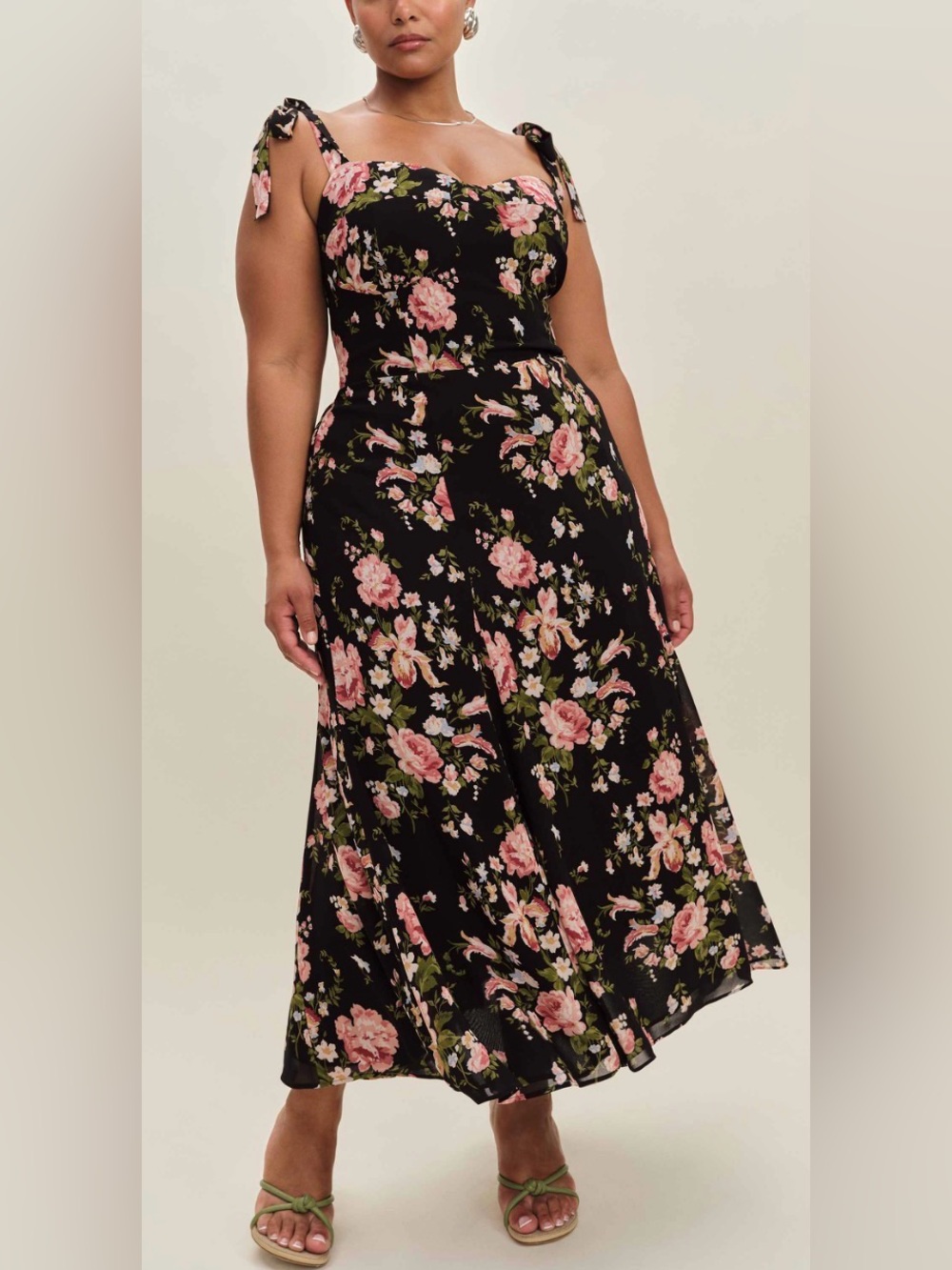 Reformation Nadira Midi Dress Floral Malia Black Size 22